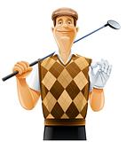 golf player with club and ball