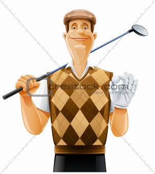 golf player with club and ball