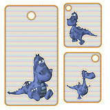Cute striped tags or labels with blue dragons