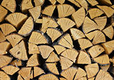 Pile of dry birch wood - background