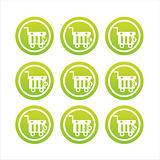green shopping baskets signs
