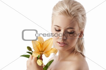 beauty girl with big lily