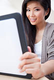 Beautiful Asian Chinese Woman Using Tablet Computer