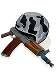 Helmet and gun