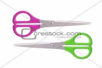 Colorful scissors isolated on white background