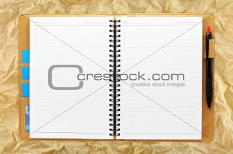 Open blank note book on Grunge paper