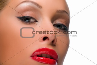 beautiful woman with bright red lips
