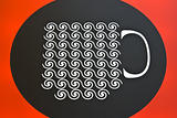 cup icons line art  on  black and red background