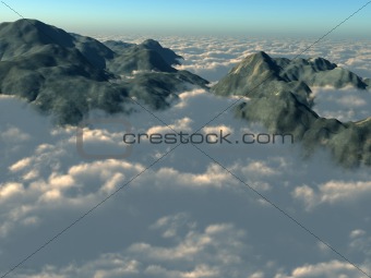 Mountain tops from above the clouds