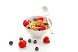 Corn flakes with berries - Isolated