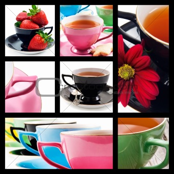 Collage of teacups in different colors
