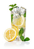 glass of fresh cool water with lemon