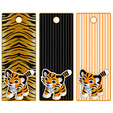Different tags or labels with young tiger