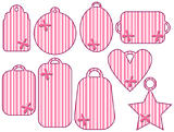 Pink striped tag collection with butterfly