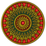 Elegant golden, red and green ornament