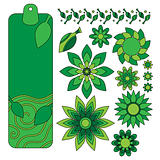 Green tag, leaf and flower collection