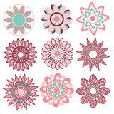 Pink and turquoise floral ornament collection