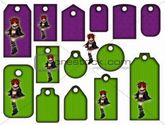 Halloween tags or labels collection with witch