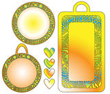 Colorful tag or label collection and hearts