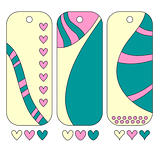 Pink, yellow and green tag and heart collection