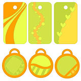 Green and orange tag or label collection