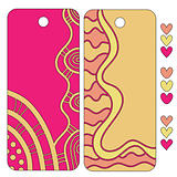 Pink and orange tags and hearts
