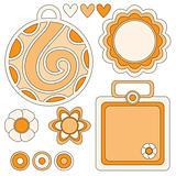 Orange tags, flowers and hearts