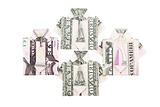 Custom clothes from the dollar bills isolated