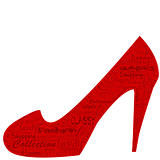 Red shoe with shopping messages