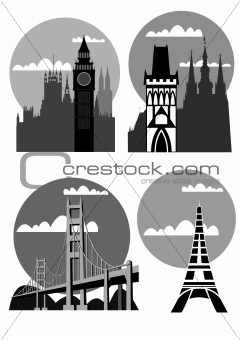 famous cities and places - vector