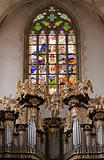 Saint Barbara church - Organ Loft and Stained glass in the churc