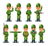 cartoon Soldier icons set