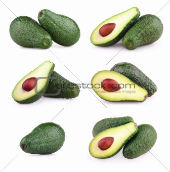 Set of avocados isolated on white