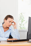 Frustrated looking woman in an office