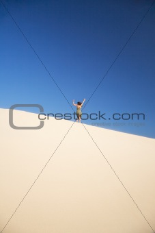 woman happy on great sand dune