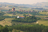 View in hills and vineyards of Piedmont.