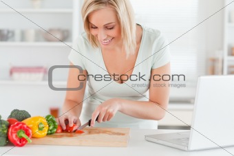 Woman enjoying to cook