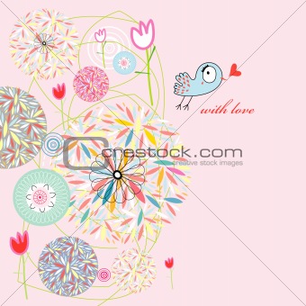 abstract postcard love bird