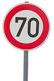 german speed limit sign - 70 km/h  (clipping path included)