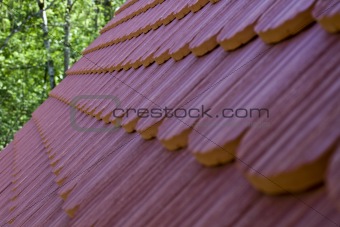 roof tile with part of eaves gutter