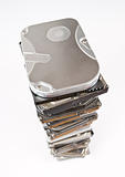 Stack of hard drives with copy space on top
