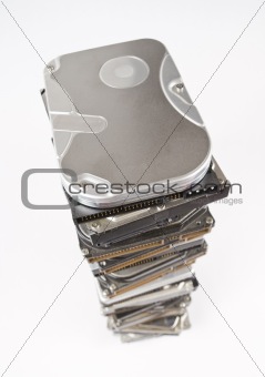 Stack of hard drives with copy space on top