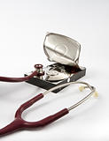 Open hard drive with stethoscope