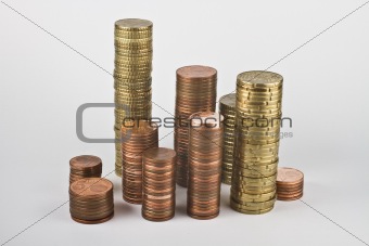 stacks of euro coins