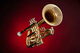 Cornet Trumpet Isolated on Red Spotlight