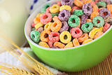 Colorful Cereal Loops with Different Fruit Flavour