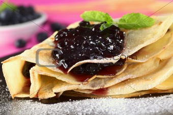 Pancake Filled with Blueberry Jam