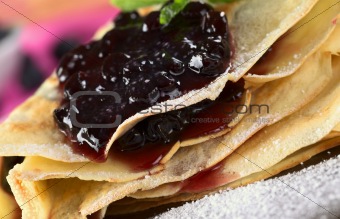 Pancake Filled with Blueberry Jam