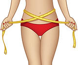 Woman in Bikini Measures herself