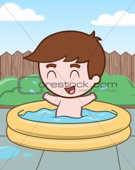 Boy in Pool - vector illustration